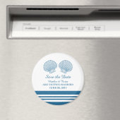 Blauwe witte zeeschelpen sparen de Magnet van de D (Insitu (Vaatwasser))