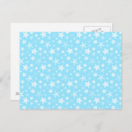 Blauwe witte zeester briefkaart (Voorkant / Achterkant)