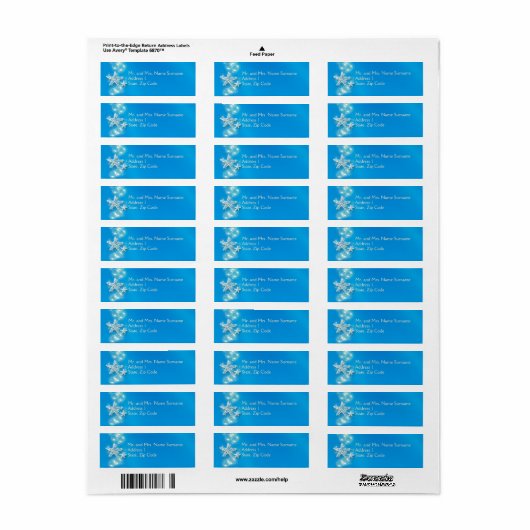 Blauwe witte zeester bubbels etiket (Full Sheet)