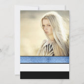 Blauwe witte zoete zestienjarige verjaardag kaart (Achterkant)