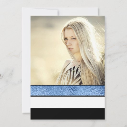 Blauwe witte zoete zestienjarige verjaardag kaart (Achterkant)