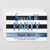 Blauwe witte zoete zestienjarige verjaardag kaart (Voorkant)