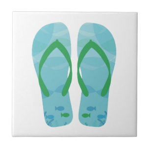 Blauwe witte zomerstrand Teenslippers keramische t Tegeltje