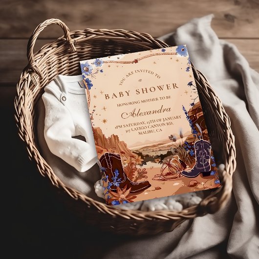 Blauwe Woestijn Westerse Baby Shower Kaart
