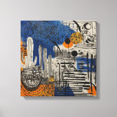 Blauwe woestijncactus Waterverf muurkunst Canvas Afdruk (Voorkant)