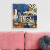 Blauwe woestijncactus Waterverf muurkunst Canvas Afdruk (Insitu (Woonkamer))