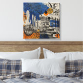 Blauwe woestijncactus Waterverf muurkunst Canvas Afdruk (Insitu (Slaapkamer))