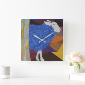 Blauwe wol vierkante klok (Huis)