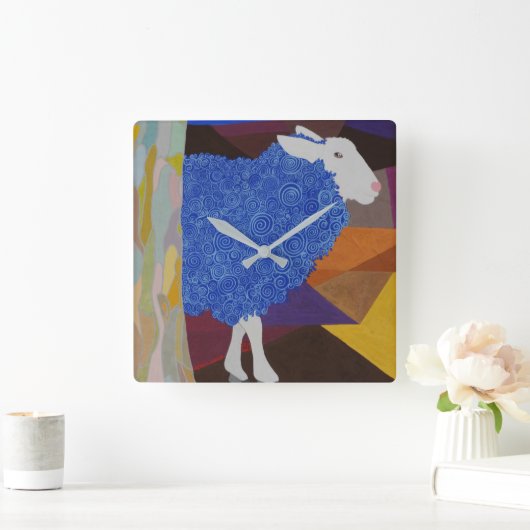 Blauwe wol vierkante klok (Huis)