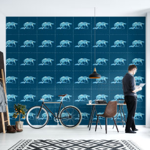 Blauwe Wolf Behang