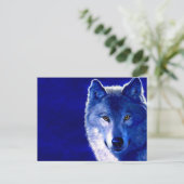 Blauwe Wolf Briefkaart (Staand voorkant)