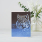 Blauwe Wolf Briefkaart (Staand voorkant)
