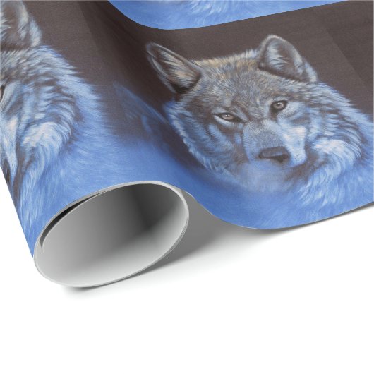 Blauwe Wolf Cadeaupapier (Rol Hoek)