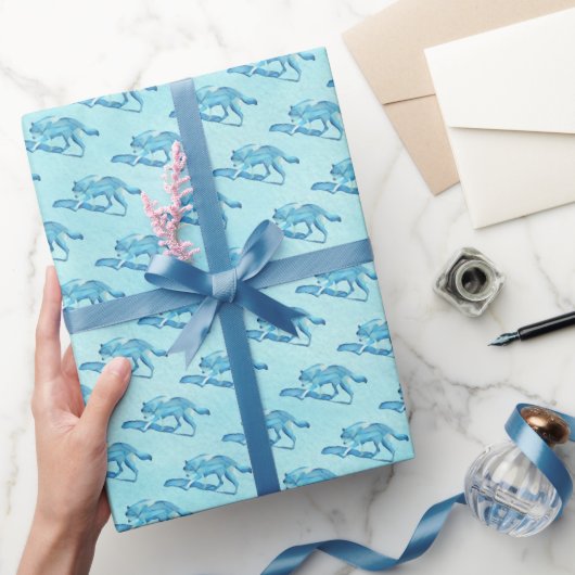 Blauwe Wolf Cadeaupapier (Geschenken)