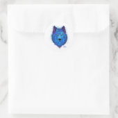 Blauwe wolf - Envelope-stickers Ronde Sticker (Tas)