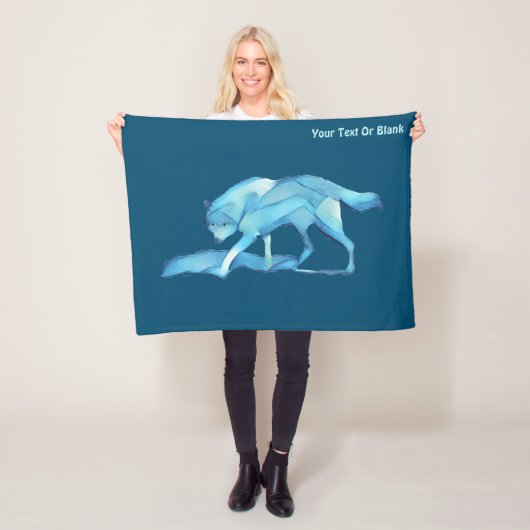 Blauwe Wolf Fleece Deken (In situ)