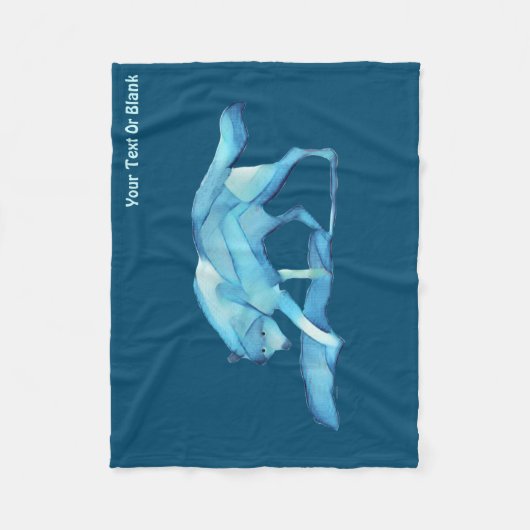 Blauwe Wolf Fleece Deken (Voorkant)