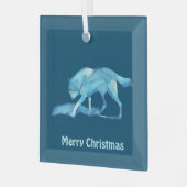 Blauwe Wolf Glas Ornament (Voorkant links)
