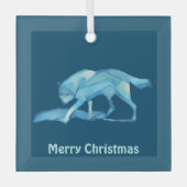 Blauwe Wolf Glas Ornament (Voorkant)