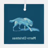 Blauwe Wolf Glas Ornament (Achterkant)