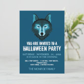 Blauwe Wolf, Halloween Party Kaart (Staand voorkant)