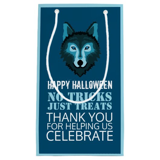 Blauwe Wolf, Halloween Party Klein Cadeauzakje (Voorkant)