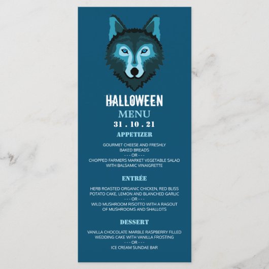 Blauwe Wolf, Halloween Party Menu (Voorkant)