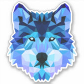 Blauwe Wolf Head Low Polygon-00000 Sticker (Voorkant)