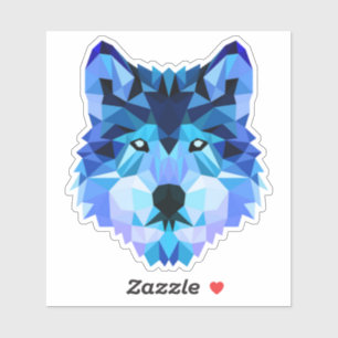 Blauwe Wolf Head Low Polygon-00000 Sticker
