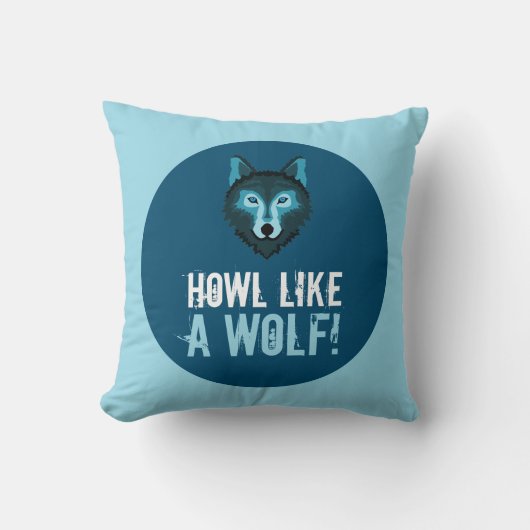 Blauwe Wolf, howl als een wolf Kussen (Voorkant)