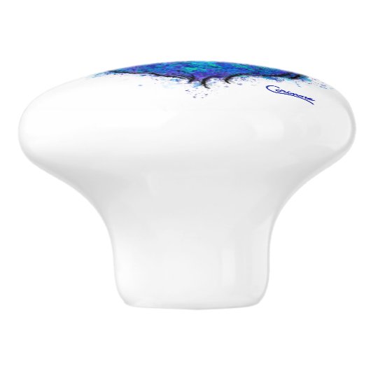 Blauwe wolf - Knob Keramische Knop (Zijkant)