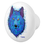 Blauwe wolf - Knob Keramische Knop (Rechts)