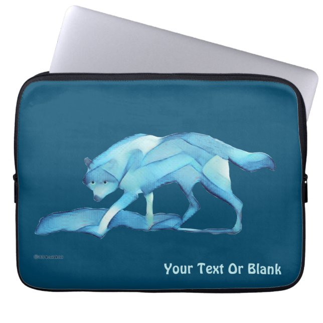 Blauwe Wolf Laptop Sleeve (Voorkant)