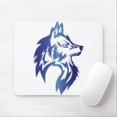 blauwe wolf - logo voor esports muismat (Met muis)