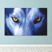Blauwe Wolf met prachtige gloeiende glans canvas Afdruk (Insitu (Houten vloer))
