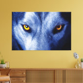 Blauwe Wolf met prachtige gloeiende glans canvas Afdruk (Insitu (Woonkamer))