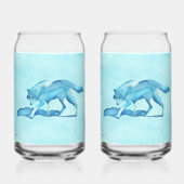 Blauwe wolf op sneeuw blikvorm glas (Voorkant)