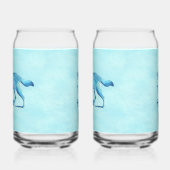 Blauwe wolf op sneeuw blikvorm glas (Links)