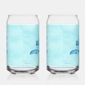 Blauwe wolf op sneeuw blikvorm glas (Rechts)