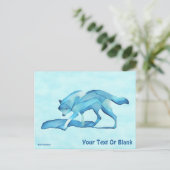 Blauwe wolf op sneeuw briefkaart (Staand voorkant)