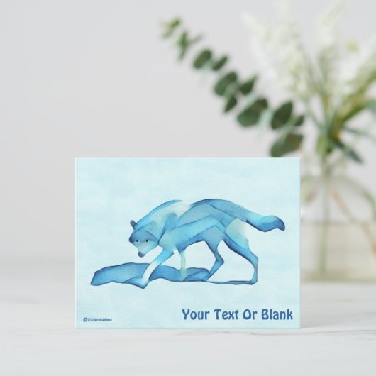 Blauwe wolf op sneeuw briefkaart (Staand voorkant)