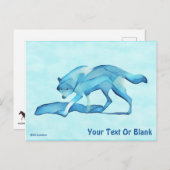 Blauwe wolf op sneeuw briefkaart (Voorkant / Achterkant)