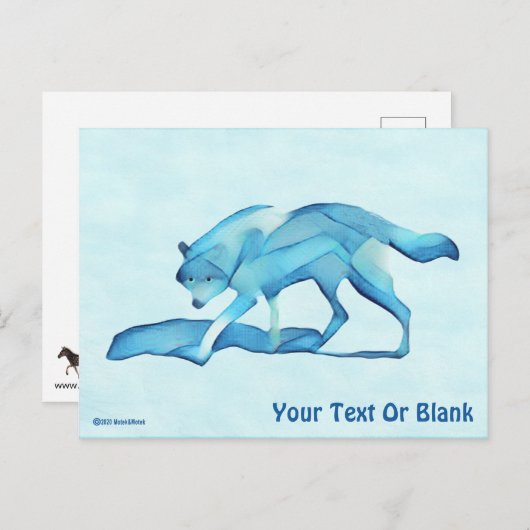 Blauwe wolf op sneeuw briefkaart (Voorkant / Achterkant)
