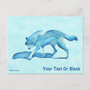 Blauwe wolf op sneeuw briefkaart