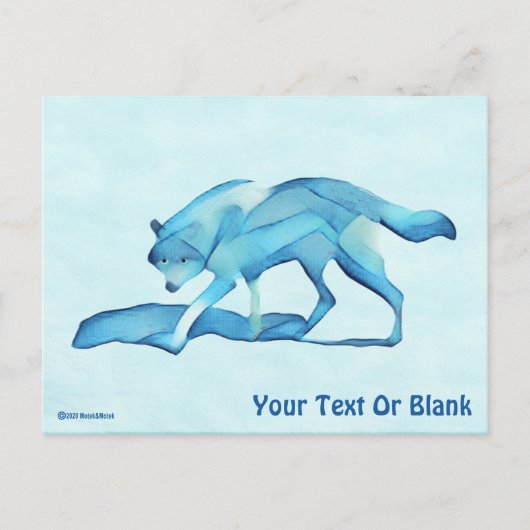 Blauwe wolf op sneeuw briefkaart (Voorkant)
