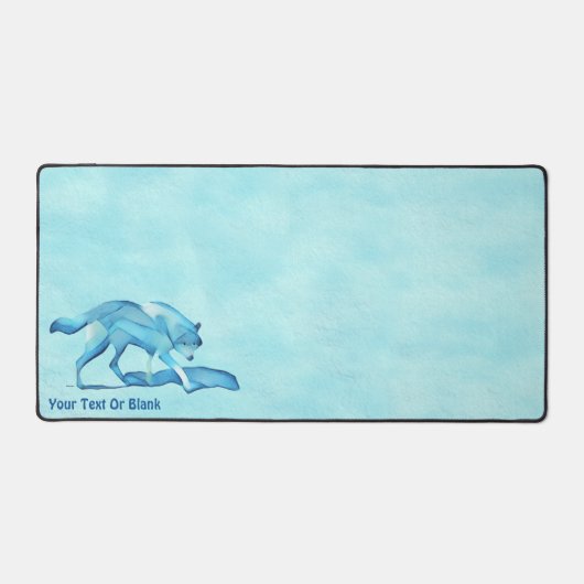 Blauwe wolf op sneeuw bureaumat (Voorkant)