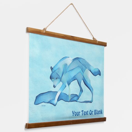 Blauwe wolf op sneeuw hangend wandkleed (Gebogen)