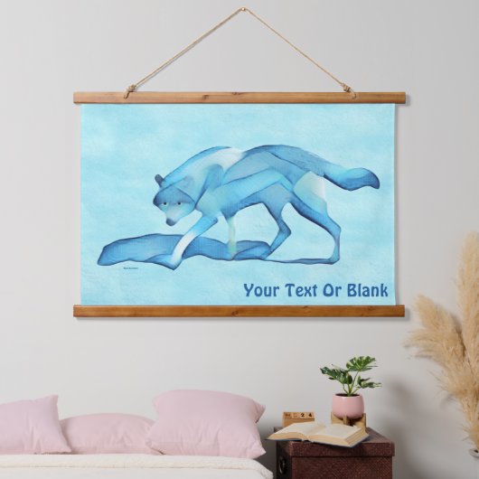 Blauwe wolf op sneeuw hangend wandkleed (Slaapkamer)