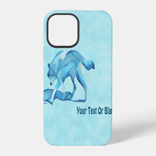 Blauwe wolf op sneeuw iPhone hoesje (Achterkant)