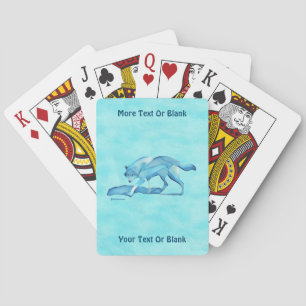 Blauwe wolf op sneeuw pokerkaarten